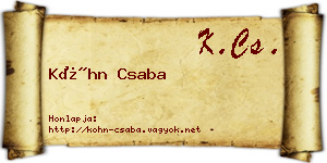 Kóhn Csaba névjegykártya